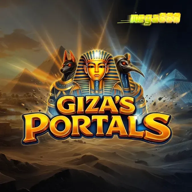 Interface do jogo de slot Giza's Portals com temática egípcia