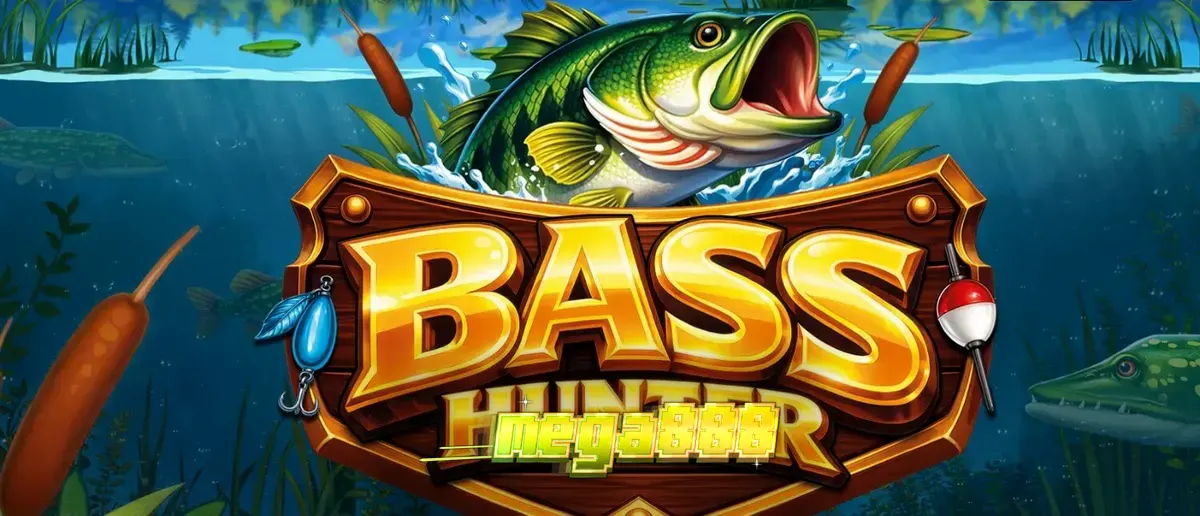 Cenário subaquático sereno do slot Bass Hunter com peixes e elementos de pesca